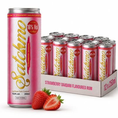 Satchmo Ready to Drink Strawberry Daiquiri Rum Cocktail | Premium Pre-Mixed Bar Quality | 16% ABV | Pack of 12 x 250ml