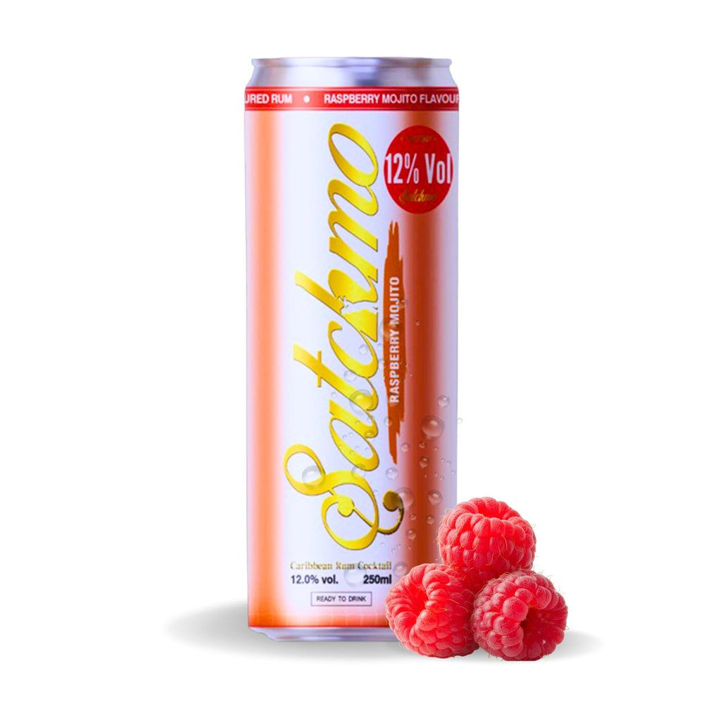 Satchmo Raspberry Mojito Cocktail, 12% ABV, Premium Bar Quality, Ready to Drink, 250ml (250MLX4 PACK)
