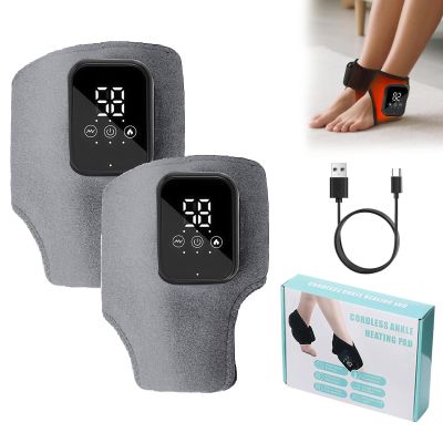 3 in 1 Foot Massager, Ankle Foot Massager with Heat & Vibration - 3 Heat Settings (48-58C), 3 Vibration Modes, Wireless Heated Ankle Wrap Feet Massager for Pain Relief, Muscle Fatigue (A -Grey x2)