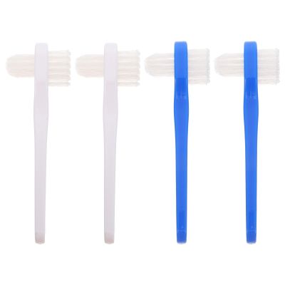 ABOOFAN Double Head Denture Toothbrush Manual with Ergonomic Handle and Soft Bristles for Travel and Oral Care Adults