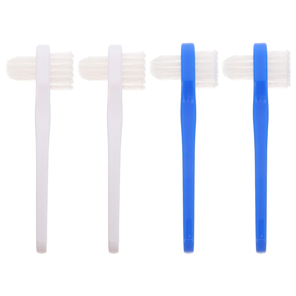 ABOOFAN Double Head Denture Toothbrush Manual with Ergonomic Handle and Soft Bristles for Travel and Oral Care Adults