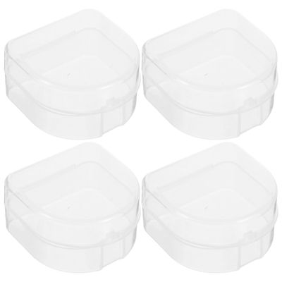 GANAZONO 4pcs Dentures Bath Container Mouthguards Holder Design Convenient Storage Simple Elegant Style for Home and Office Use