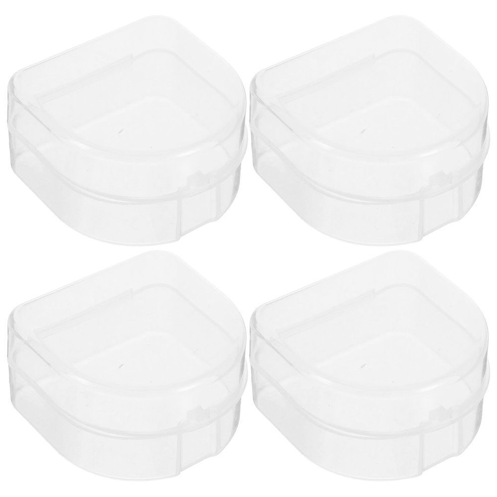 GANAZONO 4pcs Dentures Bath Container Mouthguards Holder Design Convenient Storage Simple Elegant Style for Home and Office Use