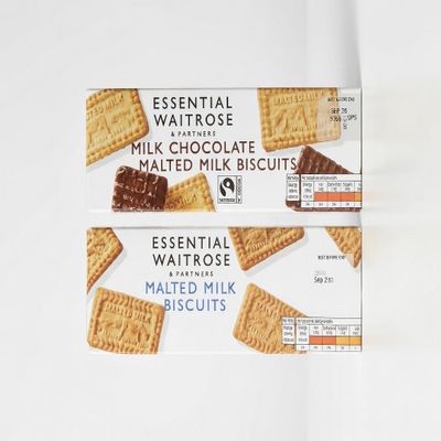 Essential Waitrose Malted Milk Biscuits & Milk Chocolate Malted Milk Biscuits, 2 Pack