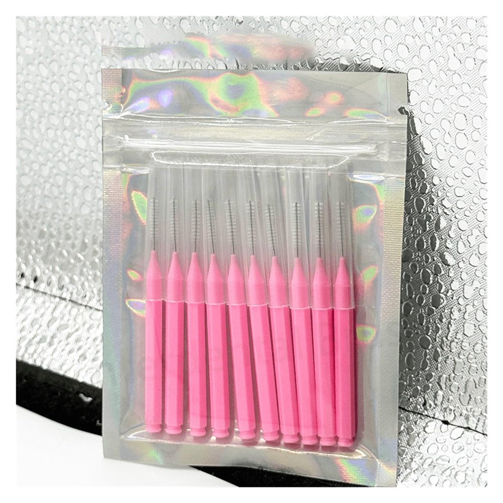 10pcs Interdental Brushes Dental Brush Teeth for Clean Between Cleaning Tools Soft Micro(Pink 10pcs)