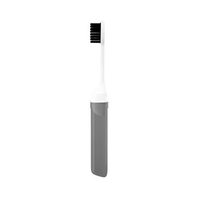 Mini Foldable Travel Toothbrush Portable Adult Dental Brush with Transparent Candy Colors(1PC Black)