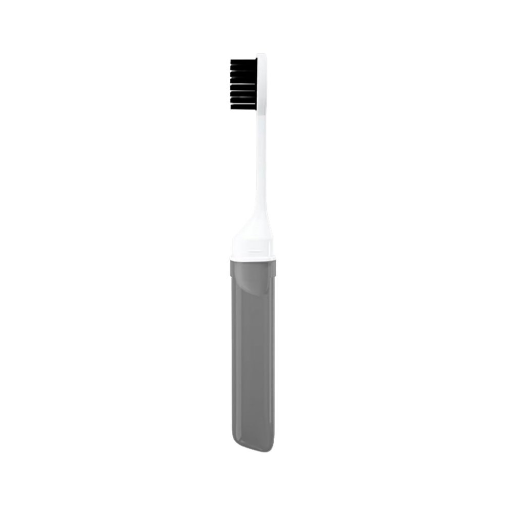 Mini Foldable Travel Toothbrush Portable Adult Dental Brush with Transparent Candy Colors(1PC Black)