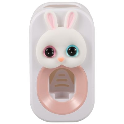 Operitacx Adorable Wall Toothpaste Dispenser Toothpaste Squeezer Wall-Mounted Plastic Pink Bunny Design Prevents Waste Bathroom Use