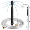 Sadodo 24cm Silicone Shower Cleanser Set+145cm Durable Stainless Steel Hose view 1