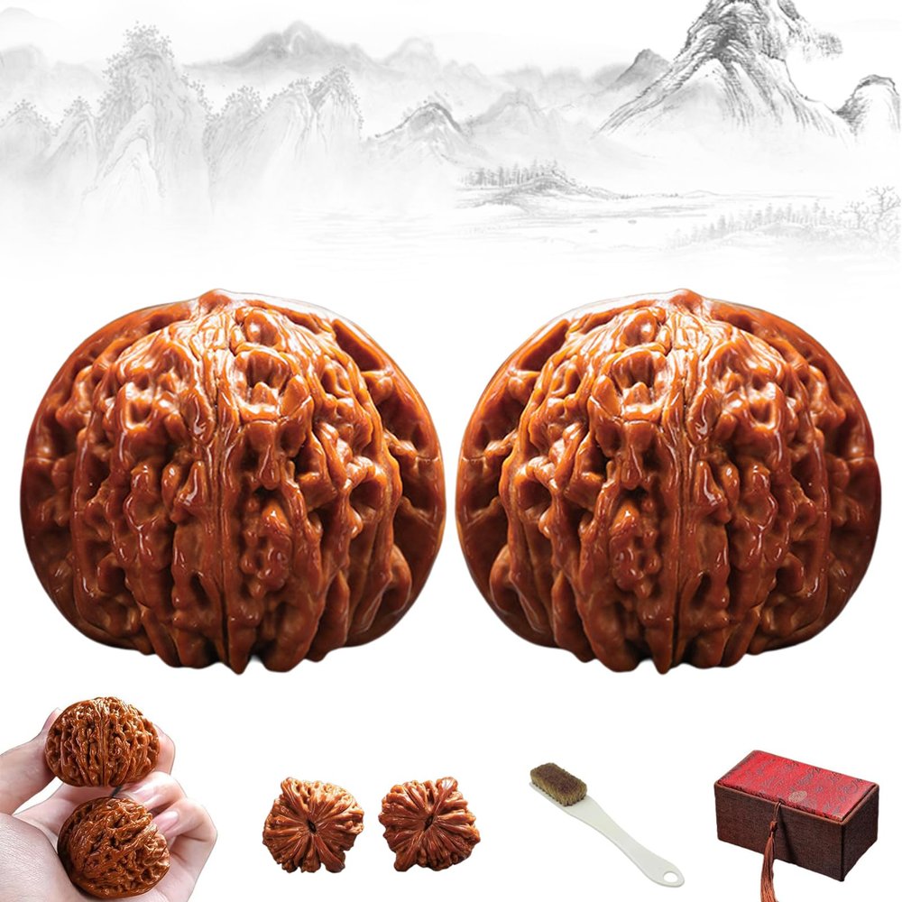 2026 New Wenwan Walnuts, Chinese Walnuts Fidget, Hand Training Massage Stress Relief Balls for Relaxation and Room Decorations, Travel and Meditation