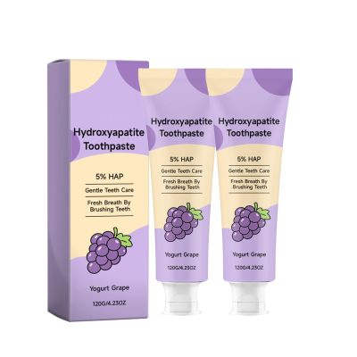 Kids Nano Hydroxyapatite Toothpaste Fluoride Free, Teeth Whitening Toothpaste for Sensitive Teeth, Strawberry Flavour, Stain Removal, Yogurt Grape, for Adult, Oral Care (2PC)