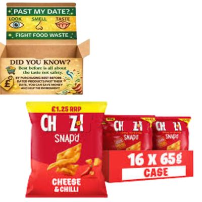Cheezz-Itt Cheese & Chilli Baked Snack Crackers Case Deal 16x65g Best Before 03.09.2025 Spicy Cheese Flavour Crispy Oven Baked Crackers Multipack, Savoury Sharing Snacks for Parties & Lunchboxes