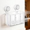 Dolltobe Kitchen Utensil Holder, Wall Mount With Suction Cups, 8.1 In / 20.6 Cm, Dual Compartments, Clear view 3