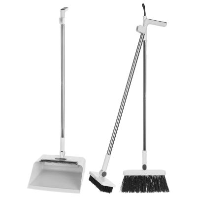 Vaguelly Broom and Dustpan Set 3-in-1 Foldable Dustpan Sturdy Plastic Construction Assorted Colour Multi-functional Cleaning Tool for Outdoor and Office