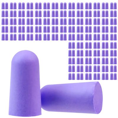 100 Pairs Soft Foam Ear Plugs, Ear Plugs for Sleepping, Reusable Noise Cancelling Ears Plug for Sleep, Snoring, Work, Lound Noise (Purple, 100 Pair)