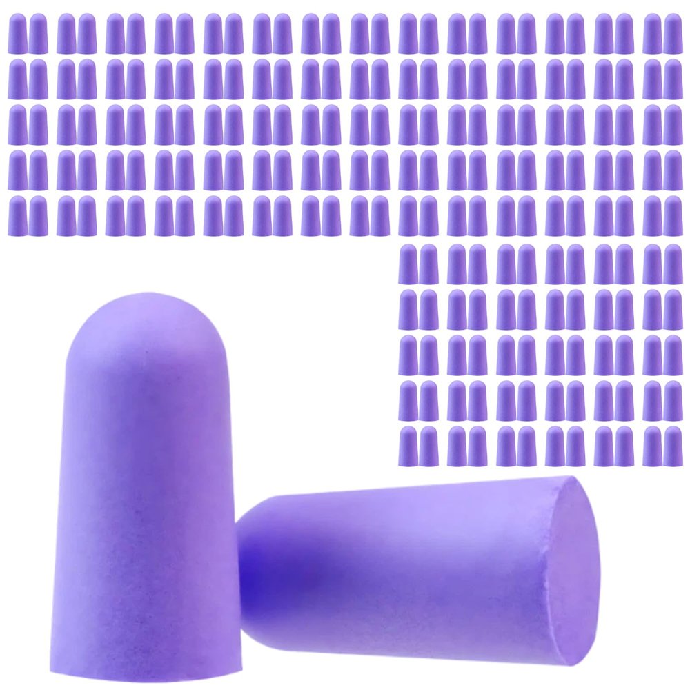 100 Pairs Soft Foam Ear Plugs, Ear Plugs for Sleepping, Reusable Noise Cancelling Ears Plug for Sleep, Snoring, Work, Lound Noise (Purple, 100 Pair)