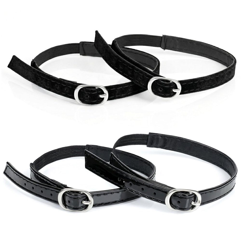 KALIONE Shoe Straps for Heels, 2 Pair Anti-Loose Shoe Strap Adjustable PU Leather Shoes Belt Band Detachable Ankle Straps Replacement for Women Girls Holding Loose High Heels, Black