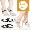 KALIONE Shoe Straps for Heels, 2 Pair Anti-Loose Shoe Strap Adjustable PU Leather Shoes Belt Band Detachable Ankle Straps Replacement for Women Girls Holding Loose High Heels, Black view 3