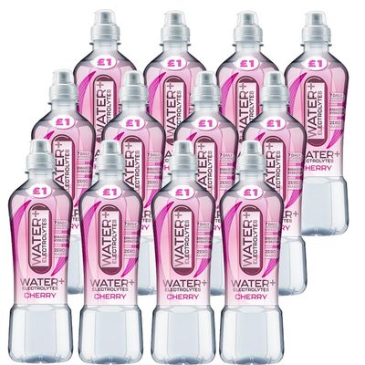 Variety Fruit Flavour Water Bottle PMP 500ml Refreshing Flavoured Hydration, Convenient Portable Bottle - bot (12 x Bottle, Cherry)
