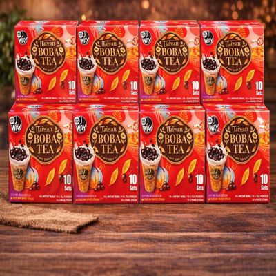 Fakhri Boba Tea Kit Pack of 5 | 10 Sets per Kit | 5 Flavours Bubble Tea Making Kit with Tapioca Pearls