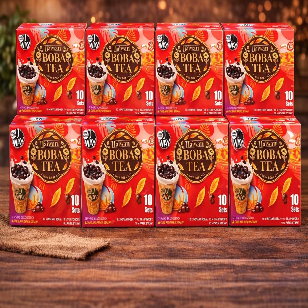 Fakhri Boba Tea Kit Pack of 5 | 10 Sets per Kit | 5 Flavours Bubble Tea Making Kit with Tapioca Pearls