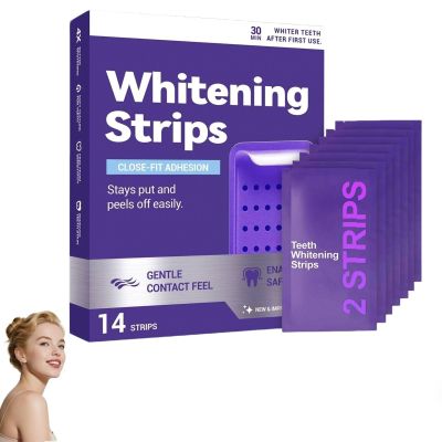 Purple Teeth Whitening Strips, 14Pcs Teeth Whitening Strips, Safe for Enamel, Non Sensitive, Daily Portable Brightening Purple Strips for Teeth, Easy to Apply (14Pcs)
