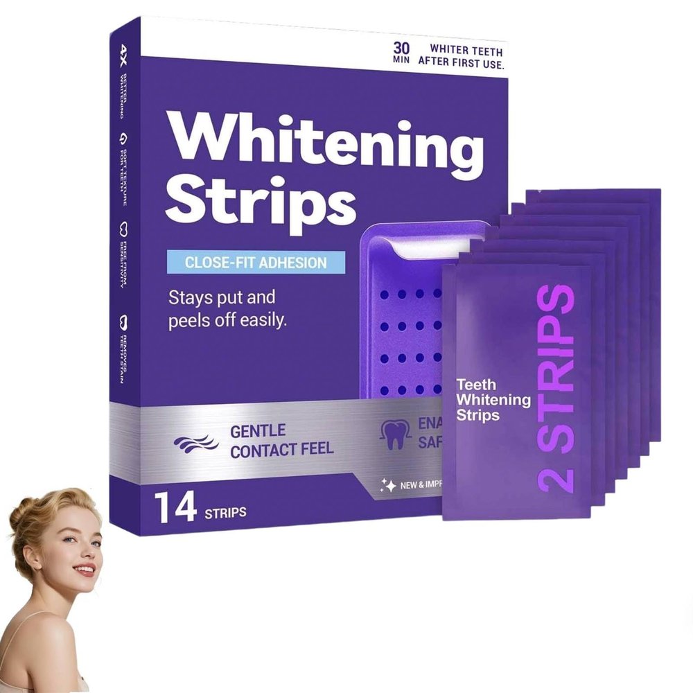 Purple Teeth Whitening Strips, 14Pcs Teeth Whitening Strips, Safe for Enamel, Non Sensitive, Daily Portable Brightening Purple Strips for Teeth, Easy to Apply (14Pcs)