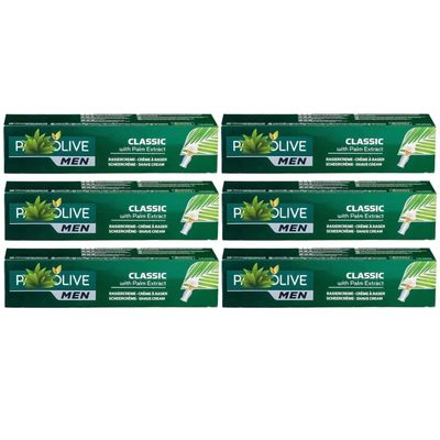 Men Classic Shave Cream with Palm Extract, Smooth Shaving Cream for Daily Use, 100ml Tubes, Pack of 6