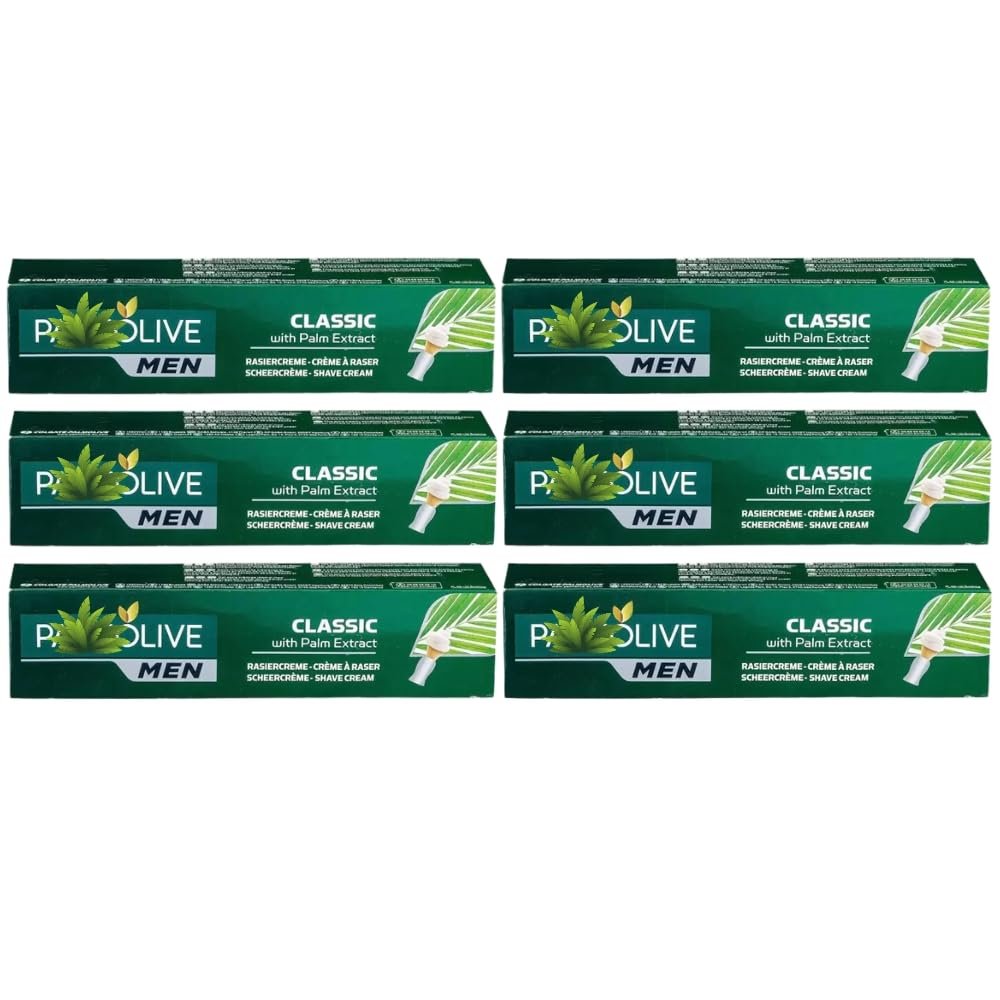 Men Classic Shave Cream with Palm Extract, Smooth Shaving Cream for Daily Use, 100ml Tubes, Pack of 6