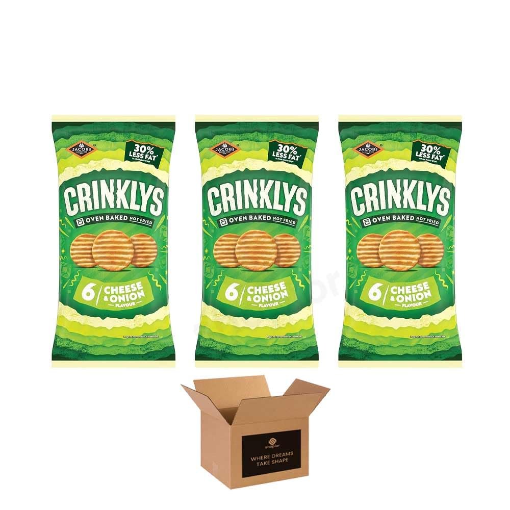 Jacobs Crackers, Crinklys, Twiglets, Mini Cheddars Crisps & Savoury Snack Crunchy Cheese & Onion, Salt & Vinegar, Prawn Cocktail & more Baked - (Cheese & Onion 6x23g-Pack 3)