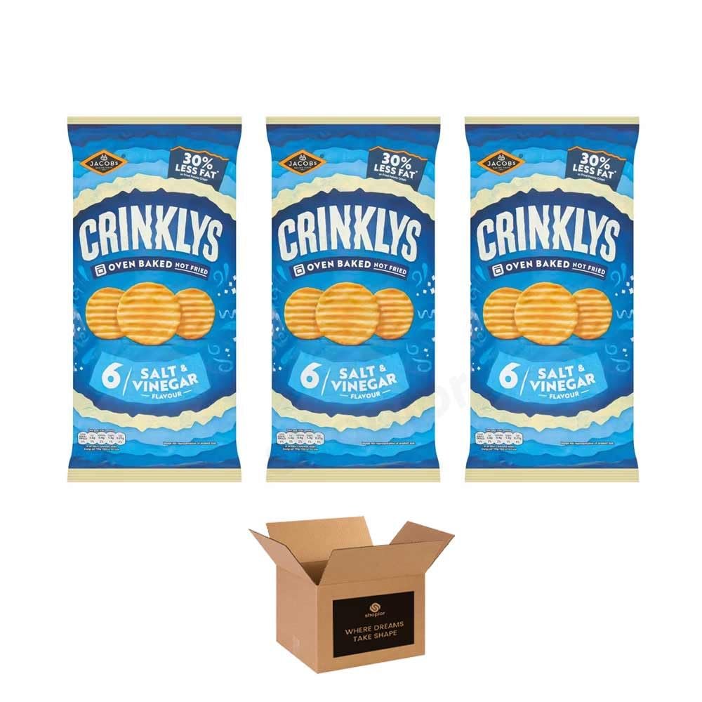Jacobs Crackers, Crinklys, Twiglets, Mini Cheddars Crisps & Savoury Snack Crunchy Cheese & Onion, Salt & Vinegar, Prawn Cocktail & more Baked - (Salt & Vinegar 6x23g-Pack 3)