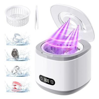 Ultrasonic Retainer Cleaner 45kHz Ultrasonic Cleaning Machine 200ml Professional Portable Dental Cleaning for Retainers Jewellery Dentures Mouth Guard Aligner Toothbrush Heads
