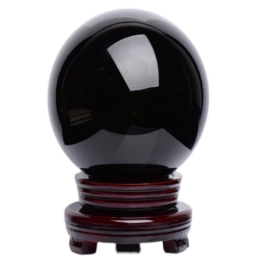 Obsidian Crystal Ball Ornaments - Sphere Balls for Witchcraft and Decorative, Divination & Feng Shui Home Decor,16cm