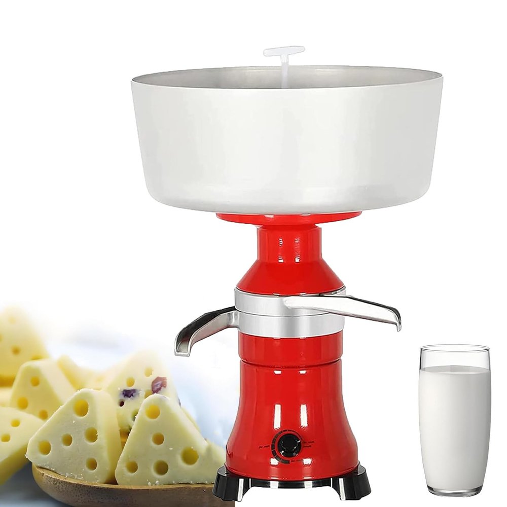 LHUITUI Electric Centrifugal Milk Cream Separator, Electric Cream Separator Aluminum Alloy, Aluminum Alloy Cream Milk Separator, Removable, Easy to Clean, 120W, For Home Dairy Farm Family