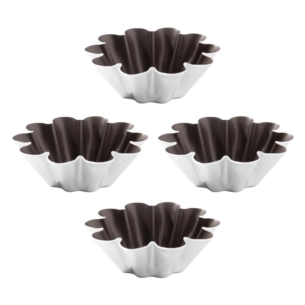 Obotsnoi 4Pcs Eggs Tart Molds Tiny Pie Tartlets Dessert Aluminium Small Pans Small Cupcake Bakings Cups Eggs Food Grade Aluminum Kitchen Dessert Tool