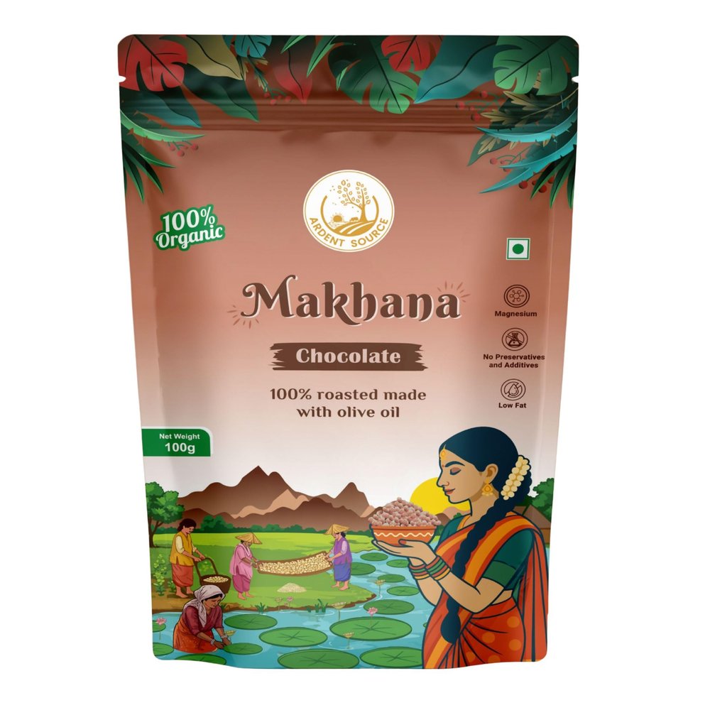 Ardent Source Roasted Makhana (Fox Nuts),Olive Oil, No Additives & No Artificial Colours,Gluten Free Healthy Snack (Chocolate Makhana 100g (Pack of 2))