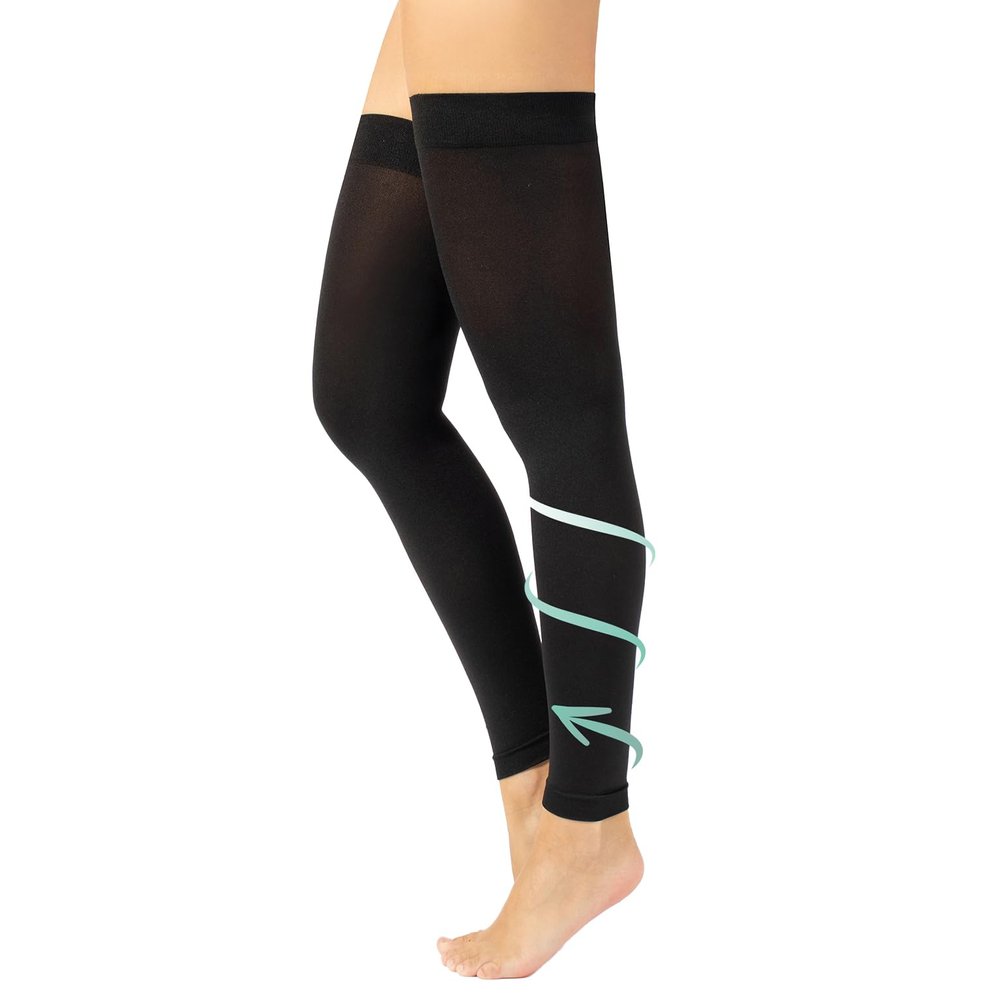 CALZITALY Unisex Leg Compression Sleeve, Knee Support for Women, Mens Compression Socks, Calf Support for Sports (Black, L)