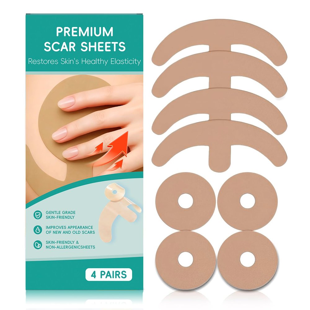 Silicone Scar Sheets for Breast Surgery (16 Pcs) - Professional Grade Silicone Scar Tape for Keloids, C-Section & Tummy Tuck - Reusable, Soft Gel Strips (4 Pair)