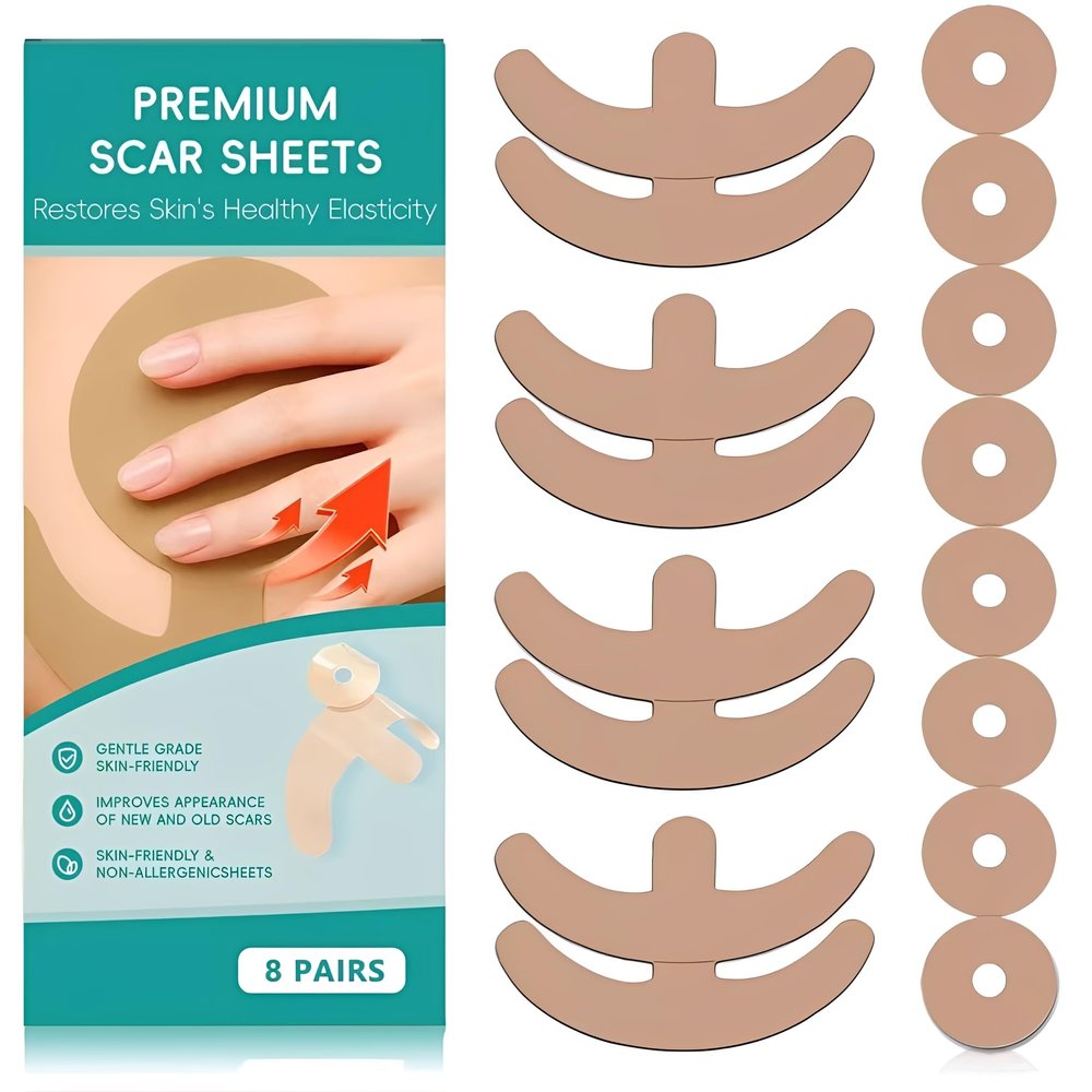 Silicone Scar Sheets for Breast Surgery (16 Pcs) - Professional Grade Silicone Scar Tape for Keloids, C-Section & Tummy Tuck - Reusable, Soft Gel Strips (8 Pair)