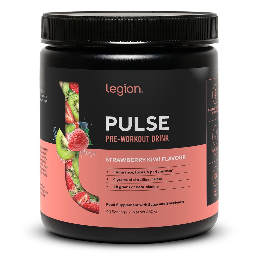 LEGION Pulse Pre Workout - All Natural Nitric Oxide Preworkout Drink to Boost Energy, Creatine Free, Naturally Sweetened, Beta Alanine, Citrulline (Strawberry Kiwi, 40 Servings)