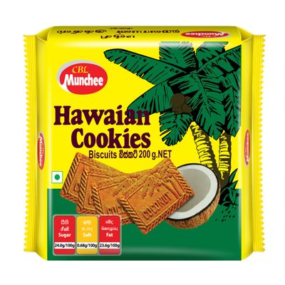 Munchee Hawaian Cookies Crunchy Coconut Biscuits | Sweet Tropical Tea Time Snack | Kids Lunchbox Treat | Original Sri Lankan taste (200g, Pack of 12)