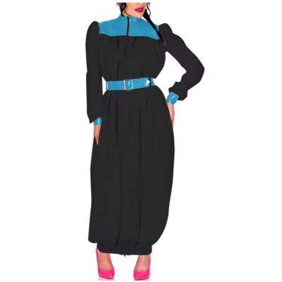 KYXSPINWARDPV Wetlook Sissy Pleated Long Hobble Dress with Belt Raves Party Cosplay Costume PVC Leather Patchwork Robe Gown Plus Size Customization,Black,L