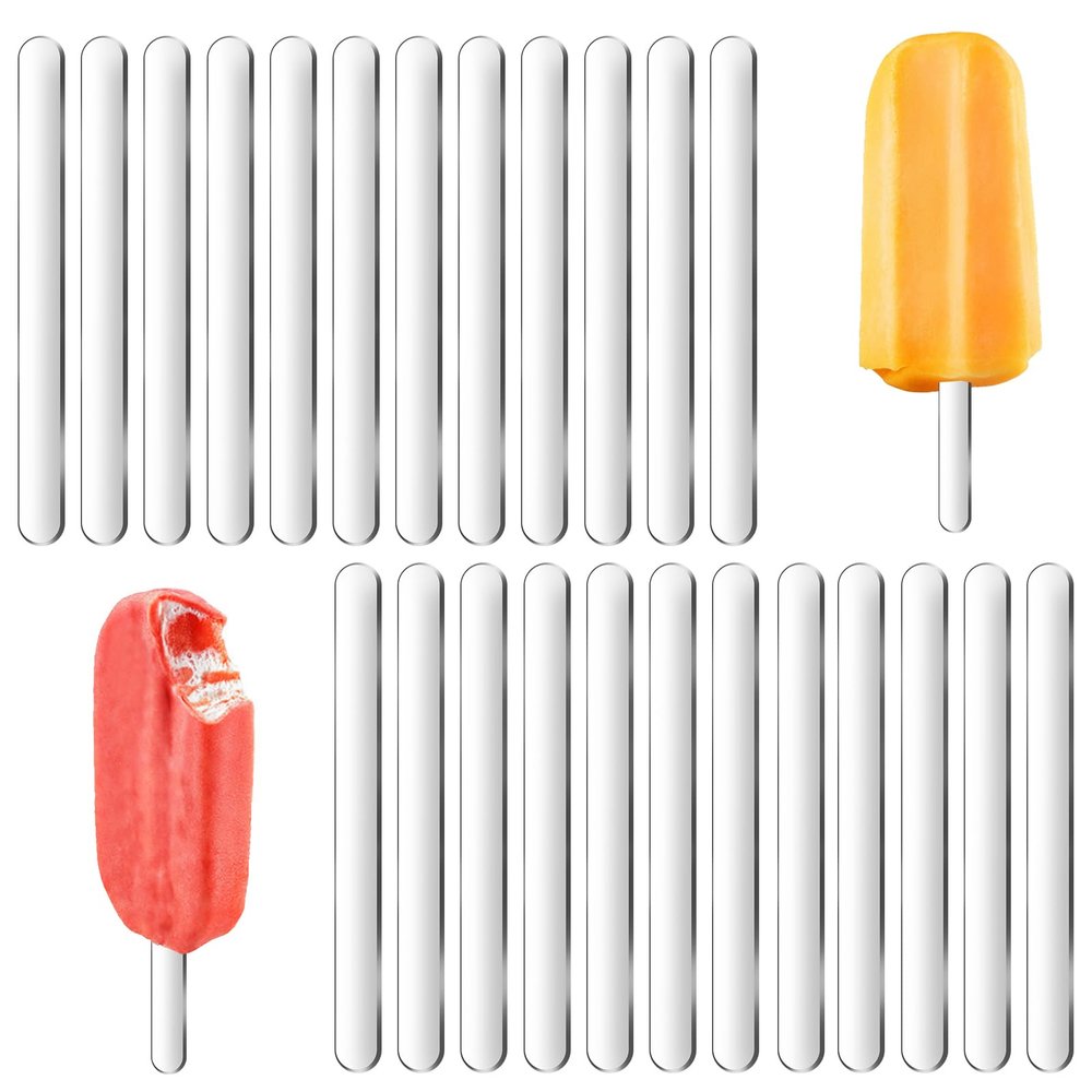 Reusable Acrylic Cakesicle Sticks, 100 Pieces Clear Acrylic Sticks, Reusable Ice Pop Sticks Plastic Popsicle Sticks for Homemade Ice Cream, Cakes, Desserts