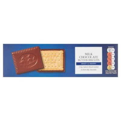 Milk Chocolate Butter Biscuits, Sweet & Snappy, Crisp Buttery Biscuit Sealed in Silky Chocolate, Vegetarian, 125g