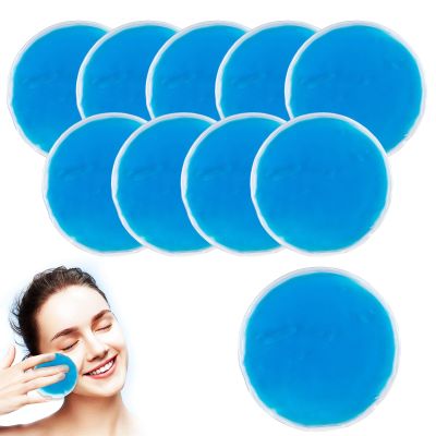 10PCS Small Hot Cold Compress Ice Bag, 7cm Round Gel Ice Pack Set, Reusable Hot & Cold Compress Ice Eye Bag, for Wisdom Teeth, Eyes, Migraine, Headaches, Bruises, Bumps, Swelling, Pain Relief, Blue