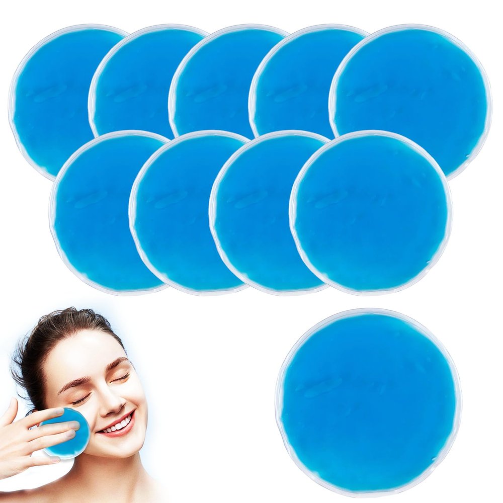 10PCS Small Hot Cold Compress Ice Bag, 7cm Round Gel Ice Pack Set, Reusable Hot & Cold Compress Ice Eye Bag, for Wisdom Teeth, Eyes, Migraine, Headaches, Bruises, Bumps, Swelling, Pain Relief, Blue