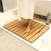 Non-Slip Bamboo Bath Mat with Rubber Grips Water-Resistant Wooden Mat for Bathroom Shower and Outdoor Use (50 x 50 cm) view 2