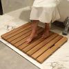 Non-Slip Bamboo Bath Mat with Rubber Grips Water-Resistant Wooden Mat for Bathroom Shower and Outdoor Use (50 x 50 cm) view 4