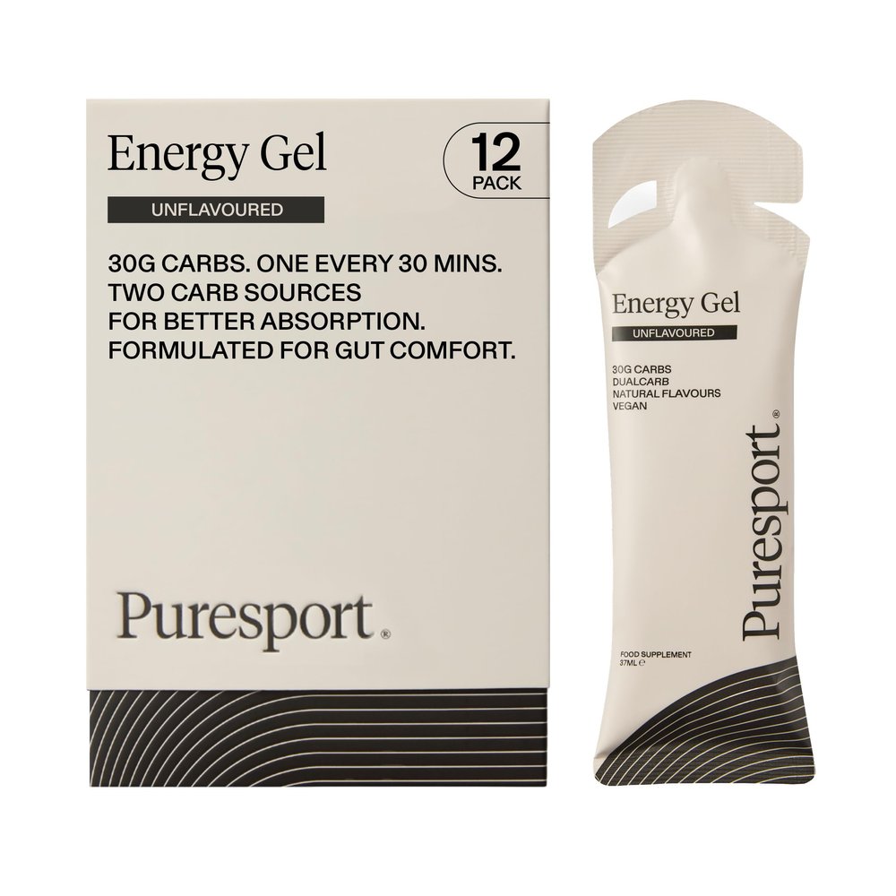 Puresport Energy Gels (Unflavoured, 12 Pack), Fast-Release 30g DualCarb Gels Designed for Runners, Gentle on Stomach, Simple Fuelling for Running, Informed Sport Certified, Natural Flavours & Vegan