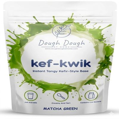 Dough Dough AT HOME Kef-Kwik Instant Matcha Drink (300g) 30 Servings Ceremonial Green Tea & Tangy Probiotic Powder 60-Second Gut Health & Focus Zen Matcha